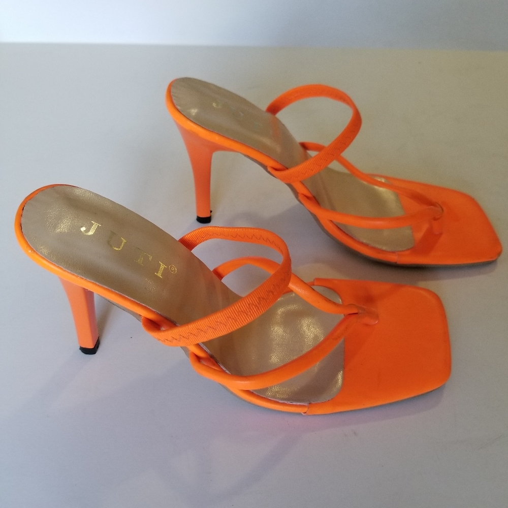 JUTI Strappy Neon Orange Heels